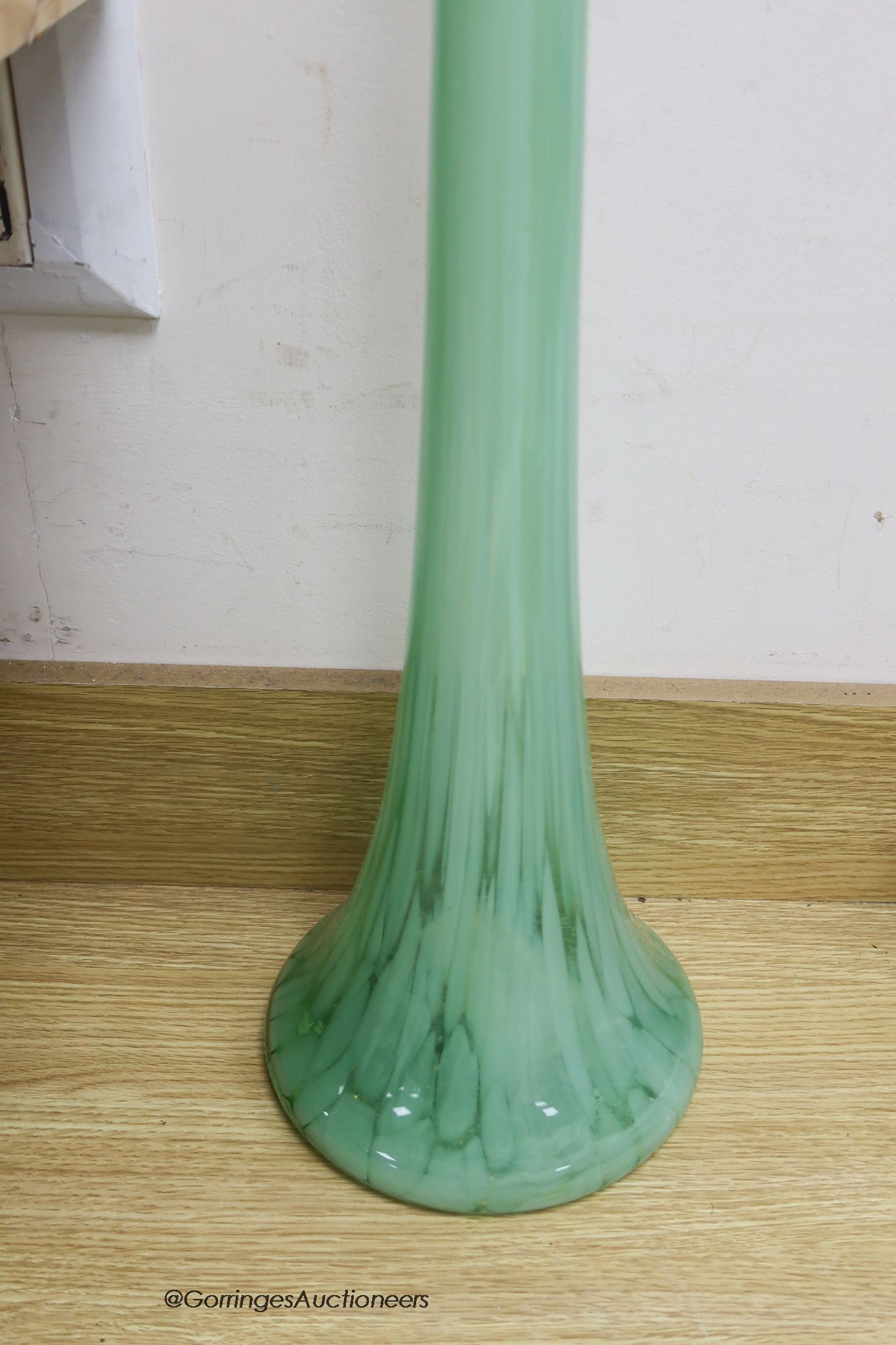 A large Studio green mottled glass vase, height 101cm